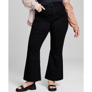 And Now This Women's Plus Size 16W Black High Rise Flare Jeans NWT